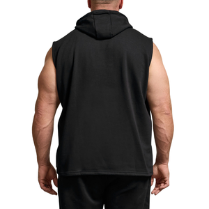 Plus Size Men's Solid <b>Hoodies</b> Breathable Comfortable Knitted Polyester/Cotton 180g <b>Sleeveless</b> Wholesale ODM - Product Image 3