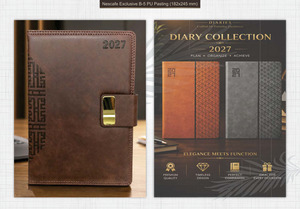 PU Leather B5 Diary <b>Gift</b> Set Planner Journal Embossed Cover Button Closure Durable <b>Office</b> Meeting Celebration - Product Image 5