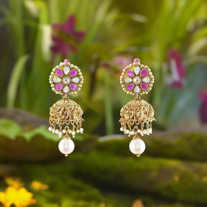 Elephant Chandelier Drop Earrings with Pearl-Trendy Ethnic Religious Classic Alloy Jewelry for Party - Product Image 3