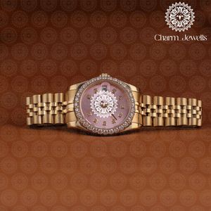Montre de luxe pour homme en acier inoxydable, avec lunette sertie de diamants, cadran rose, mouvement mécanique analogique, fermoir caché à bouton-poussoir, cadran de 40 mm - Product Image 6