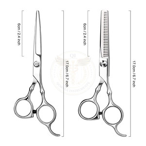 Professional <b>Barber</b> Scissors <b>Set</b> Stainless Steel Lightweight Right-Handed Salon Cutting Thinning Shears Kit Hair Styling - Product Image 4