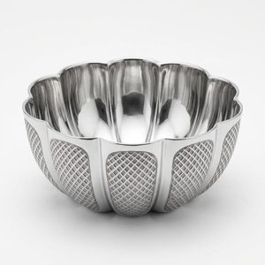 Bol à huit lobes en acier inoxydable SS304 fait main, 22 cm, avec lobes tissés, nervures miroir et motif diamant pour la décoration intérieure, les hôtels et les mariages - Lot de 2 - Product Image 6