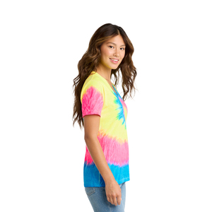 T-shirt décontracté à manches courtes pour femme, col en V, tie-dye, écologique, 100% coton - Style printemps-été - Product Image 2