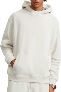 เสื้อฮู้ดโอเวอร์ไซส์แบบยูนิเซ็กซ์ สีพื้น ผ้าฝ้ายเฟรนช์เทอร์รี่ สวมใส่สบายๆ สำหรับฤดูใบไม้ร่วง มีกระเป๋า ดีไซน์แขนเสื้อแบบปกติ - Product Image 3