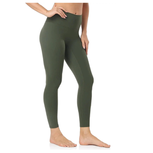 Wholesale High Quality Custom Logo Fitness Gym <b>Tights</b> Quick Dry No Front <b>Line</b> Seamless Soft Nylon High Waist Yoga Leggings Women - Product Image 3