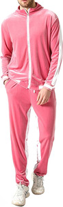 Conjunto Deportivo de Terciopelo Rosa Suave para Hombre: Conjunto Moderno de Dos Piezas de Lujo Deportivo y Ropa de Ocio Premium, Ultra Suave, Terciopelo Premium - Product Image 4