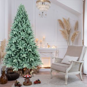 Albero di Natale Blu-Verde 6 Piedi in PE/PVC con 1390 Rami Pieghevoli, Base in Metallo Stabile, Facile Montaggio, Aspetto Naturale - Product Image 1