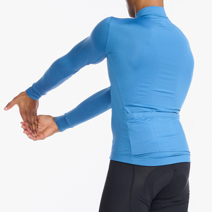 Men's Long Sleeve <b>Cycling</b> Jersey Blue Full Zip Road Bike Wear Breathable Quick Dry 100% Polyester 180g - Product Image 2