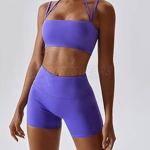 Conjunto Deportivo de Dos Piezas para Mujer, Shorts de Yoga Sólidos, Transpirables, Ecológicos, de Cintura Alta, para Yoga, Fitness, Gimnasio y Entrenamiento - Product Image 4