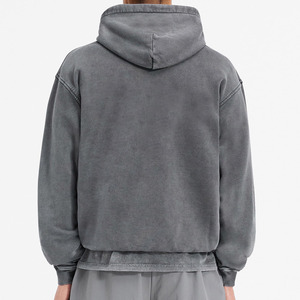 2026 Sweat à capuche oversize personnalisable en molleton épais, coupe courte et carrée, en French Terry, à épaules tombantes, délavé à l'acide - Product Image 3