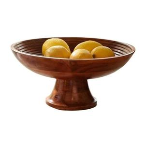 Bol à fruits de style nordique moderne avec base sur piédestal, centre de table, articles de service alimentaire, bols en bois, accessoires pour la maison - Product Image 2
