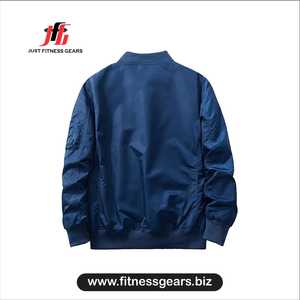 Veste bomber bleu marine pour homme JUST FITNESS GEARS, fermeture éclair, coupe décontractée, coupe-vent, pour l'automne - Product Image 2