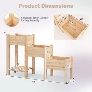 <b>Open</b> <b>Storage</b> Shelf 3-Tier Wooden Raised Garden Bed Elegant Sheds & <b>Storage</b> Solution - Product Image 4