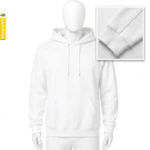 <b>Men's</b> White Hooded Sweatshirt Regular Fit Cotton French Terry Casual <b>Pullover</b> with Pocket Autumn Wear - Product Image 4