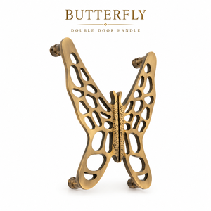 Manija de Puerta Doble de Latón, Estilo Tradicional, Resistente, con Diseño de Mariposa, para Puerta Principal, Villa, Sala de Estar - Product Image 1