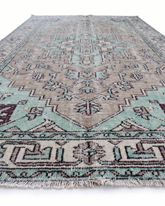 Alfombra DECORDEC Aqua Taupe Moderna con Medallón, de Lana Ecológica, Diseño Geométrico Floral Desgastado, con Borde Ornamental para Sala de Estar - Product Image 2