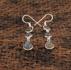 Natural Labradorite 925 <b>Sterling</b> <b>Silver</b> <b>Drop</b> <b>Earrings</b> Luxury Wedding Party Jewelry for Women - Product Image 4