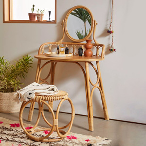 Top Product Rattan Dressing Table Natural Bamboo Dressing Tables Vintage <b>Makeup</b> <b>Vanity</b> Furniture - Product Image 3