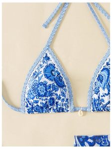 Traje de Baño de Dos Piezas con Estampado Floral para Mujer, Ropa de Playa Halter, OEM Personalizado al por Mayor - Product Image 2