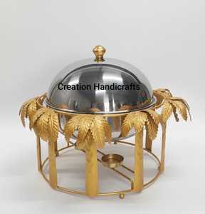 Casserole de luxe en acier inoxydable martelé avec support de couvercle suspendu, chauffe-plats moderne pour buffet, bol de service - Product Image 3