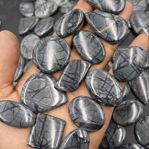 Cabujones Sueltos de Jaspe Picasso Natural al Mejor Precio |   Corte de pera gris negro, corte ovalado, juego de colores |   Proveedor de Joyería al por Mayor - Product Image 1