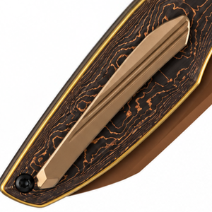 Couteaux pliants noirs et dorés avec manche à motif grain de bois, lame revêtue de bronze, clip de poche en métal, design compact pour un usage quotidien - Product Image 5