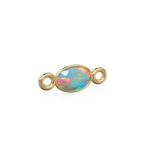 Ethiopian Opal 18k Solid Gold <b>Spacer</b> Connector / Handmade Bracelet Finding / Necklace Gold Findings / Fire Gemstone 4x6MM - Product Image 5