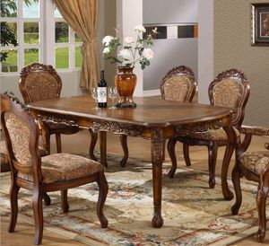 Luxury Handcrafted Victorian Style 6 Seater Dining <b>Table</b> Set Ornate Carving Premium <b>Walnut</b> Finish - Product Image 1