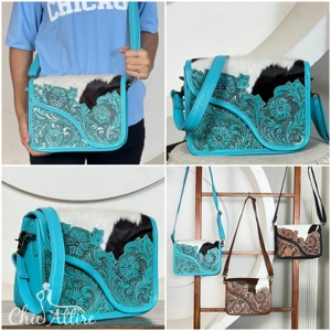 2026 Trending Handcrafted Tooled Cowhide Leather <b>Women</b> <b>Messenger</b> <b>Bags</b> Westwen Stylish Floral Pattern Crossbody Shoulder Handbags - Product Image 1