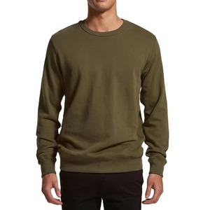 Suéter de Cuello Redondo Color Verde Oliva para Hombre, Corte Regular, Color Sólido, Informal, Tejido, 100% Algodón, Ropa de Otoño - Product Image 1
