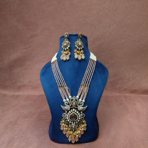 Indian Jewellery Victorian Plated Designer Necklace Set with <b>Earrings</b> <b>Bridal</b> Jewelry for Wedding & Party Celebration - Product Image 1