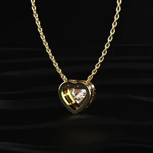 Collier pendentif en forme de cœur tendance avec halo de diamants, plaqué or, diamant précieux, bijou romantique, cadeau pour un anniversaire - Product Image 4