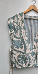 White Suzani Velvet Floral Boho <b>Vest</b> Embroidered Sleeveless Jacket with Ethnic <b>Waistcoat</b> Chic Winter - Product Image 5