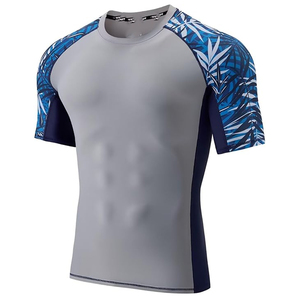 Custom Logo Men Compression <b>T</b> Shirt Rash Guard Short Sleeve Swim Shirt UV Protection Wholesale Supplier - Product Image 5