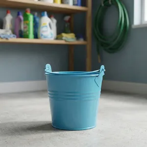 Blue <b>Metal</b> <b>Bucket</b> with Handle Multipurpose Storage Organizer for Events School Party Craft Supplies Home Decor - Product Image 3