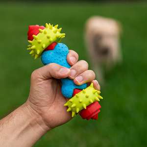 ของเล่นเคี้ยวพลาสติกทนทานยี่ห้อ Yommy ขนาด 18 ซม. รูปทรงกระดูกมีหนาม ของขวัญสุดเซอร์ไพรส์สำหรับสุนัขพันธุ์ปอมเมอเรเนียน ของเล่นสัตว์เลี้ยง - Product Image 5