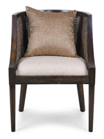 Chaise de salle à manger en rotin moderne pour restaurant, avec dossier en bois massif et assise rembourrée en tissu, pour usage commercial