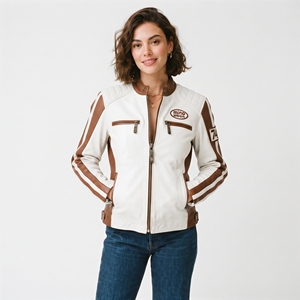 Veste en cuir véritable de qualité supérieure pour femmes, veste de motard, veste vintage tendance pour femmes, vêtements d'extérieur en cuir pour l'hiver - Product Image 1