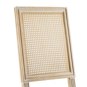 Ensemble de 2 chaises de salle à manger élégantes de style campagnard français avec pieds cannelés et finition patinée, dossier en rotin et sièges rembourrés - Product Image 5
