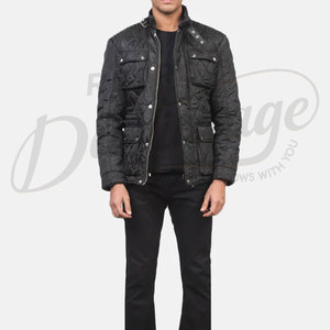 Men Classic Black Diamond Quilted <b>Jacket</b> Slim Fit Lightweight Padded Outerwear Casual Zip Up Winter <b>Jacket</b> For Men - Product Image 1