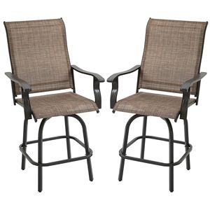 Sgabelli da Bar Girevoli di Design Scandinavo di Alta Qualità con Braccioli, Telaio in Acciaio Morbido e Resistente e Seduta in Tessuto per Uso in Patio o Seminterrato - Product Image 1