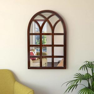 Miroir mural moderne classique à cadre en bois cintrée, décoration intérieure pour salon, chambre et entrée - Product Image 3
