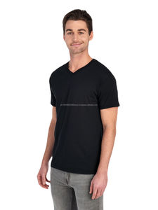 T-shirts en molleton à col en V pour hommes, 100 % coton, écologiques, respirants, séchage rapide, unis, grandes tailles, haute qualité, tendance, vente en gros - Product Image 2