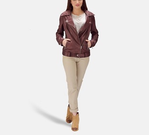 New Modern Mavericks Women's Casual Brown <b>Leather</b> <b>Jacket</b> Contemporary Long Sleeve <b>Leather</b> <b>Jacket</b> - Product Image 6