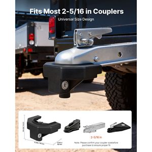 Kit de verrouillage de remorque antivol robuste avec 3 clés, cadenas résistant à l'effraction et aux chocs, compatible avec les coupleurs de 2-5/16 pour VR - Product Image 2