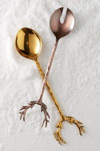 Trending Handmade Brass Serving Spoon Set Branch <b>Handle</b> Luxury Salad Server Decorative Dining Tableware Set - Product Image 1