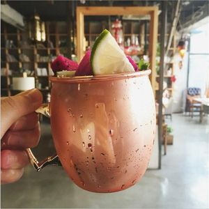 Copper Moscow mule mug <b>set</b> for stylish gourmet <b>beverage</b> themes hammered finish metal cups durable reusable <b>serving</b> mugs - Product Image 6