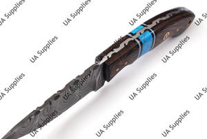 Couteau de chasse et de camping à lame fixe en acier Damas, manche intégral, ultra-affûté, pointe tombante industrielle, OEM, bois Wenge - Product Image 3