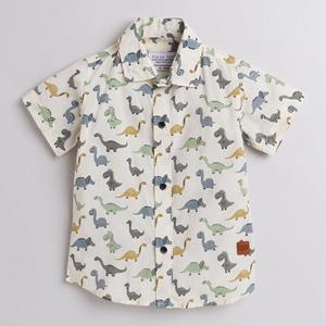 เสื้อครึ่งแขนลายไดโนเสาร์หลายสี-ขาว - Product Image 1