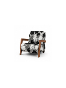 Fauteuil rembourré de style mid-century moderne avec pieds en bois et revêtement en tissu, meubles de salon - Product Image 5